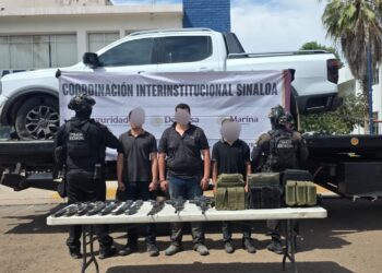 Tres hombres armados son detenidos por el Grupo Interinstitucional tras persecución en Culiacán