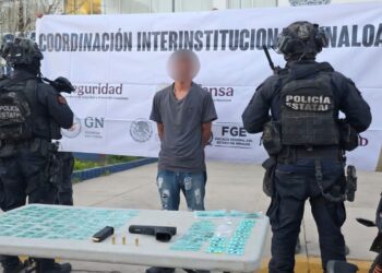 En posesión de un arma de fuego, municiones y más de 200 dosis de presunta droga, el Grupo Interinstitucional detuvo a un civil en Navolato