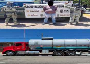 El Grupo Interinstitucional detuvo, en Culiacán, a 2 civiles; les asegura 2 tractocamiones tipo pipa cargados con gasolina