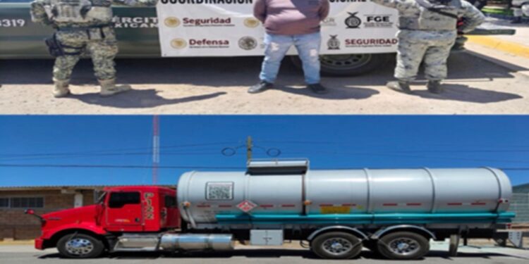 El Grupo Interinstitucional detuvo, en Culiacán, a 2 civiles; les asegura 2 tractocamiones tipo pipa cargados con gasolina
