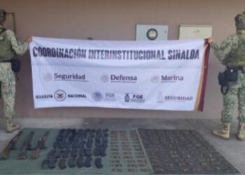 Grupo Interinstitucional localiza en Elota un campamento, donde asegura armas largas, cargadores y más de mil cartuchos