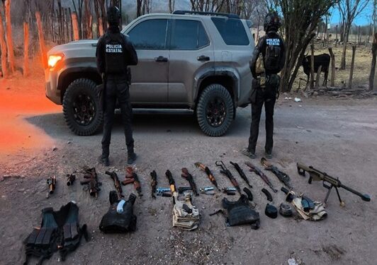 Ejército Mexicano y la Secretaria de Seguridad Pública del Estado detuvieron a una persona y aseguraron armamento en el poblado de Palo Verde, Sanalona