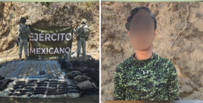 Tras agresión, el Grupo Interinstitucional detuvo a un civil y aseguró armas, municiones, equipo táctico y droga en Badiraguato
