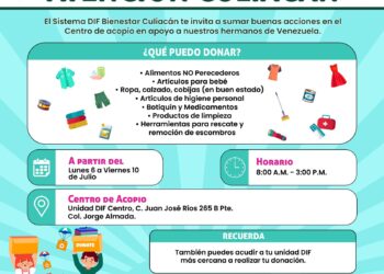 DIF Bienestar Culiacán habilita Centros de Acopio para brindar apoyo humanitario a familias afectadas por el sismo en Venezuela