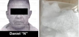 Daniel “N”, fue detenido en la alcaldía Gustavo A. Madero, en la Ciudad de México en un vehículo donde se aseguró además cocaína, metanfetamina y un arma de fuego