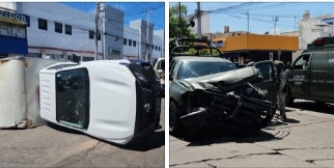 Dos militares y un civil resultan lesionados tras choque entre patrulla del Ejército y camioneta repartidora en Culiacán