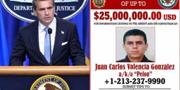 Estados Unidos aumenta a 25 millones de dólares la recompensa por presunto sucesor de “El Mencho”