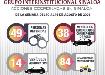 En la última semana, el Grupo Interinstitucional aseguró 81 armas y más de 29 mil municiones, además recuperó 38 vehículos robados