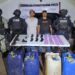 En Mazatlán, Grupo Interinstitucional detiene a dos civiles; asegura armas, droga, municiones y 200 litros de gasolina