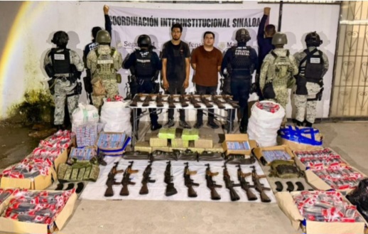 La Guardia Nacional y Ejército, en coordinación con la SSyPC, Marina, FGR y la PEP detuvieron a 2 personas y aseguraron armamento en Mazatlán