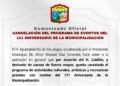Cancelan el programa de eventos del 111 aniversario del municipio de Escuinapa