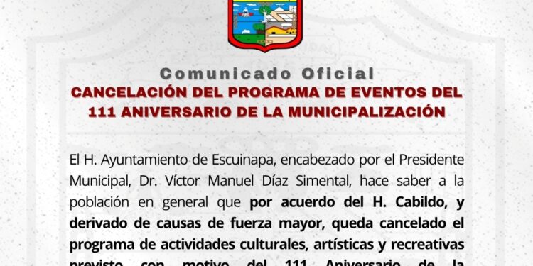 Cancelan el programa de eventos del 111 aniversario del municipio de Escuinapa