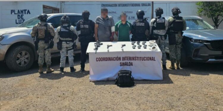 Tras repeler agresión, el Grupo Interinstitucional detiene en Elota a 2 civiles con armas de fuego y municiones